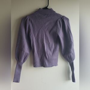 Women's Purple Ribbed Mock Neck Sweater